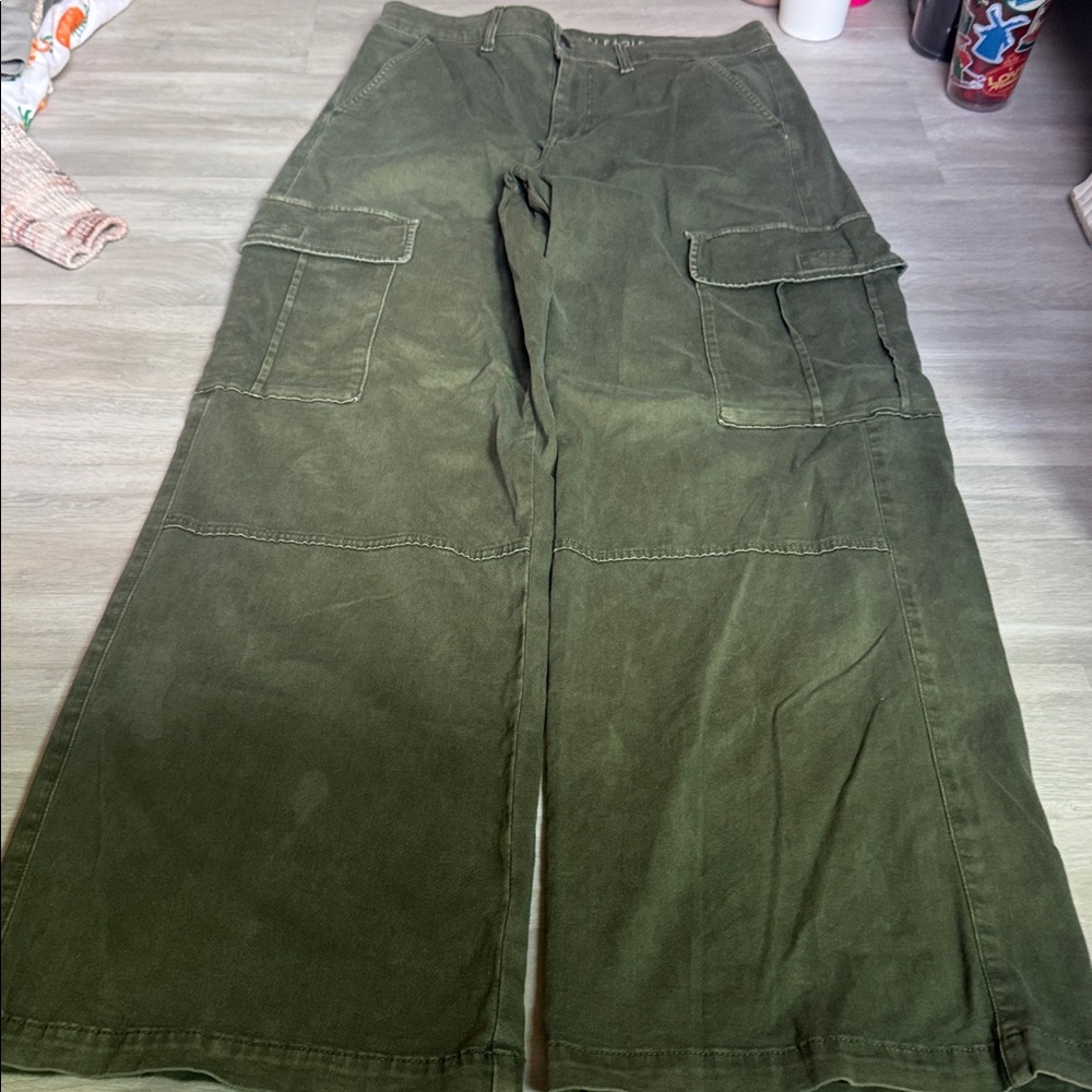 American Eagle Outfitters Olive Wide Leg Pants long size 12